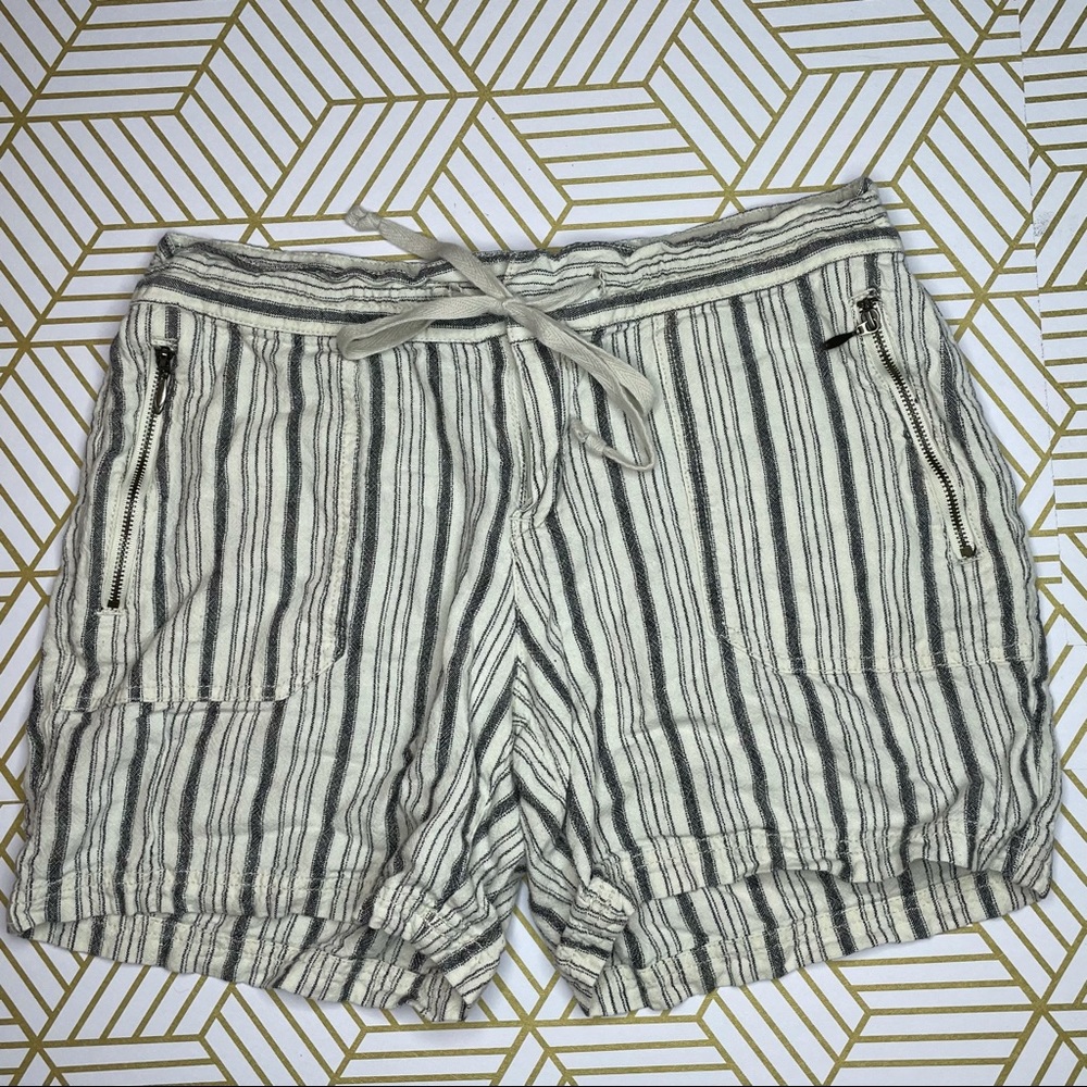 Supplies off white striped linen blend shorts